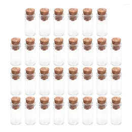 Vases 30 Pcs Wishing Bottle Mini Transparent Glass Bottles Small Decor Simple Wood DIY Cork