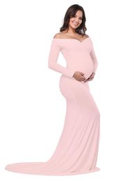 Maternity Dresses Photography Props Sexy Maxi Gown For Pregnant Off Shoulder Women Long Elastic Pregnancy Dress Photo Shoots