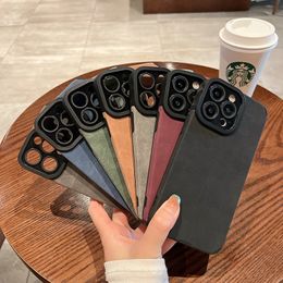 Simple Matte Soft Leather Phone Case For iPhone 15 14 Plus 13 12 11 Pro Max 7 8Plus SE Lens Protection Shockproof Silicone Cover 30pcs