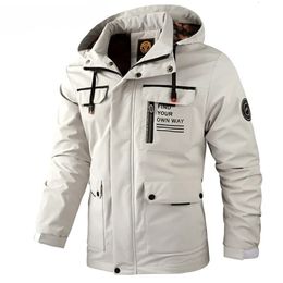 Fashion Men's Casual Windbreaker Jackets Hooded Jacket Man Waterproof Outdoor Soft Shell Winter Coat Clothing Warm Plus Size 231222