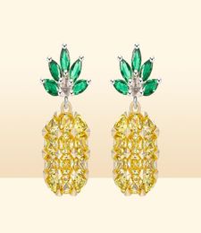 YHAMNI NEW Yellow Crystal Fruit Pineapple Earrings Bridal Large Drop Earrings Natural Crystal Jewelry For Women E44558923960