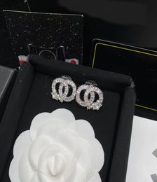 2022 New fashion crystal alphabet Stud earring aretes orecchini Ladies wedding party gift luxury designer Jewellery with box8887903