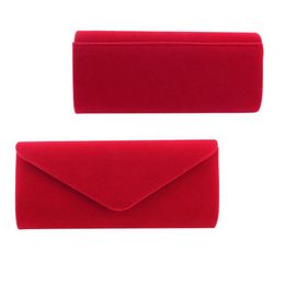 Bags Elegant Red Suede Female Solid Women Evening Bags Envelope Clutch Bag Girl Wedding Party Handbag Velour Prom Chain Shoulder Bag