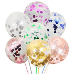 Party Decoration 5 Pcs/Lot 12Inch Confetti Latex Balloon Wedding Layout Baby Shower Birthday Round Transparent Large Balloons Xmas D Dhxsp