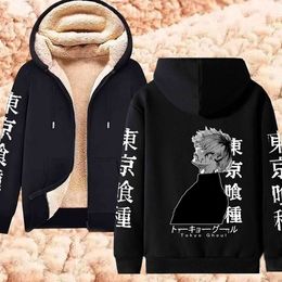 Lambswool Hoodies Anime Tokyo Ghoul Jackets Winter Thickened Warm Sweaters Kaneki Ken Zopper Jacket Streetwear Coat