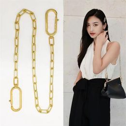 Handbag Accessories Gold-colored Metal Shoulder Strap You Chain Mesh Double Clip Women Underarm Bag Crossbody Chain297k