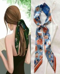 Women Silk Long Hairband Necktie Print Floral Skinny Ribbon Scarf Bag Wrist Bandana Girl Waist Popul 2022 Summer Accessories7551066