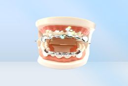 Men039s Women Fashion Teeth Grillz Top and Bottom Set Hiphop Fangs Gold False Teeth Gold Silver Black RoseGold Personality Va1442454