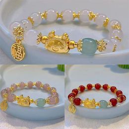 2024 New Year of the Dragon Imitation Beaded Bracelet Fu Brand Pendant Bracelet Female Free Girlfriends Bracelet Bracelet