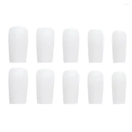 False Nails Glossy White Long Square Nail Natural Unbreakable Simple Wear For Fingernail DIY Decoration