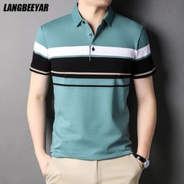 Top Grade 95 Cotton Brand Designer Trendy Summer Polo Shirt Men Design Striped Short Sleeve Casual Fashions Mens Clothes 2023 231222