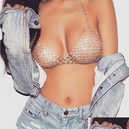 Chains Women Chest Chain Bondage Harness Sexy Bra Body Jewellery No Rhinestone Choker Girl Festival Accessories1859 Drop Delivery Neck Dhfab