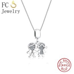 FC Jewellery 925 Sterling Silver Boy Girl Mix Zirconia Crystal Statement Necklaces Pendants Chain Women Choker Trinket Collar 231225