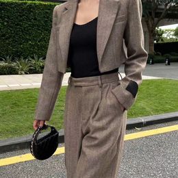 Designer women blazer jacket coat Clothing Wool Blend spring autumn new short released top pant