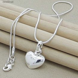 Beaded Necklaces Nareyo Female 925 Sterling Silver Heart-Shape Small Pendant Necklaces 16/18/20/22/24/26/28/30inch Long 1mm Snake Chain ChokerL231225