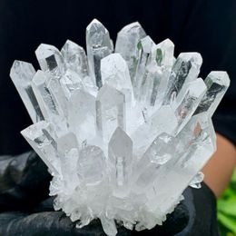 Natural white phantom quartz crystal cluster mineral samples heal home office decoration 231225