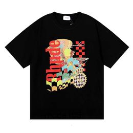 Mens Tshirts Top Craftsmanship Rhudes Summer Fashion Designer Rhude Beauty Vision Pursues Pleasure Joyride Pure Cotton Short Sleeve Loose Tshirt for O6B3