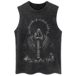 Shirts Vintage Black Tanks Tops for Women 100% Cotton Men's Clothing Hip Hop Punk Rock Sleeveless Tshirts Gothic Vests Y2k Clothes