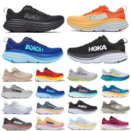 Hokas Shoes Hoka Clifton 8 Running Shoes Triple Black and White Summer Songs Passion Fruit Carbon Free Man Harbour Mist Outer Space Men's Sports Shoes