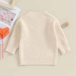 Вязаный джемпер для маленьких девочек, свитер для папы и девочки с вышивкой букв, свитер с круглым вырезом и длинными рукавами, трикотаж 231225