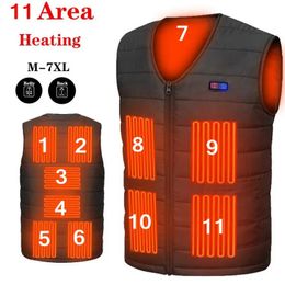 11 Area Heating Vest MenWomen Casual V-neck USB Heated Vest Smart Control Temperature Heating Jacket Cotton Coat Winter Hunting 231222