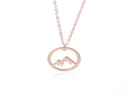 Pendant Necklaces Simple Nature Snowy Mountain Necklace Circle Round Range Landscape Lover Camping Outdoor for Women3383633