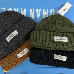 Beanie/Skull Caps WTAPS Knitted Hat Winter Simple Casual Caps Men Women Couples Vintage Wtaps Wool Hat J231223