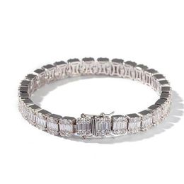 Hiphop Silver Square Diamond Bracelet Tenns Bracelet 7inch 8 inch 8 6mm Simulate Dimonds Bangles Braceles290d