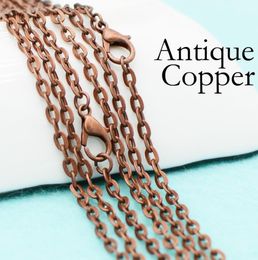 50 pcs 182430 Inch Antique Copper Chain necklace Antique Copper Cable Chain Rolo Chain Anti Necklace2299951