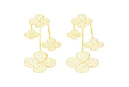 Full Stones PavedFlowers Charms 3 Clovers Dangle Chandelier Earrings Jewellery Women Ladies Plant Element Top Quality Mothers09801354