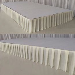 White pleated table skirt wedding backdrop curtains for clothes cover stage skirting event party 231225