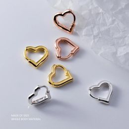 Hoop Earrings LAVIFAM 925 Sterling Silver Small Hollow Smooth Heart Shaped Hoops For Women Charm Love Ear Buckle Jewelry