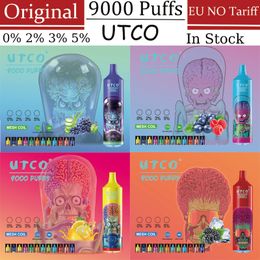 Orijinal UTCO 9000 Puflar Tek Kullanımlık E Sigara Vape Puff 9K 0% 2% 3% 5% 18ML POD Mesh Bobini 850mAh Pil Şarj Edilebilir E Cig Tornado