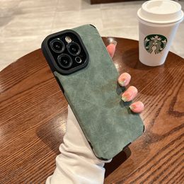 Simple Matte Soft Leather Phone Case For iPhone 15 14 Plus 13 12 11 Pro Max Lens Protection Shockproof Silicone Cover Factory