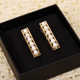 2024 Luxury quality charm drop earring with six nature shell beads pearl in 18k gold plated have stamp box PS3653A
