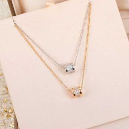 Pendant Necklaces 925 Sterling Silver Necklace Female Zircon Inlaid High Grade Jewellery Small Waist Lightweight Luxury Brand Party GiftL231225