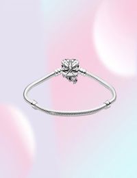 Butterfly Chain Charm Bracelets 100% 925 Sterling Silver Rose Gold Clasp With Clear Stone Fashion Accessories3921096