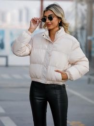 Jackets White Black Thick Warm Casual Women's Autumn Winter Zip Up Jacket for 2023 Bomber Coat Oversize 3xl Parkas