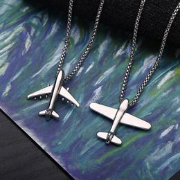 Pendant Necklaces Titanium Steel Airplane Necklace Simple Exquisite Jewelry Hiphop Sweater Chain Long Punk Party Men Women Gift9754718