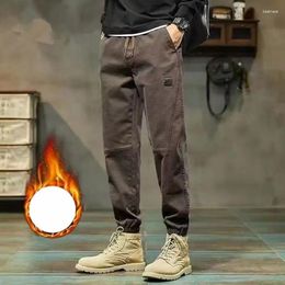 Men's Pants Autumn Winter KPOP Fashion Style Harajuku Slim Fit Cargo Loose Sport All Match Thick Casual Solid Pockets Leggings