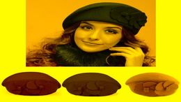 Berets Fashion Lady Women Wool Warm Felt French Flower Beret Beanie Ski Hat Tam CapBerets3974512