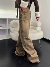 Women's Pants 2023 Maillard Style Retro Brown High Waist Wide Leg