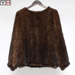 Jackets Knitted Real Mink Fur Jacket Winter Women Soft Natural Quality Mink Fur Coat Lady Elegant Allmatch Mink Fur Jacket Coat