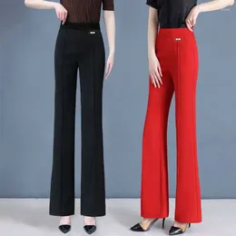 Women's Pants Spring Autumn Boot Cut High Waist All-match Slim Ladies Fashion Bright Line Decoration Elastic Trousers
