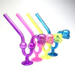 6 Inch Glass Oil Burner Pipe Smoking Water Tube with Thick Pyrex Glass Skull Bowls Colourful Hand Standable Bong Pipes