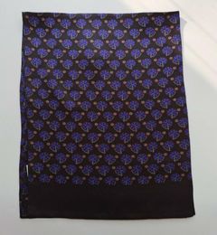 Men039s 100 Silk Scarf Long Neckerchief Double Layer Windmill Pattern Blue Brown8215737