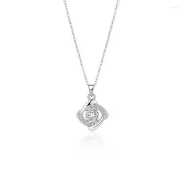 Chains 925 Silver Zircon Geometric Diamond Pendant Chain Necklaces For Fashion Women Fine Jewellery Minimalist Accessories