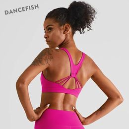 Bags Dancefish Women Sport Top Unique Fashion Beautiful Back U Collar Comfortable Breathable Fiess Running Gym Clothes Yoga Bras