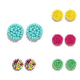 Simple Multicolor Ethnic Resin Handmade Beaded Earrings For Women Accessories Bohemia Geometric Earrings Fashion Jewelry266L