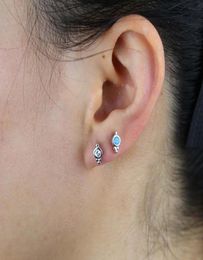 New arrival small stud earring 925 sterling silver paved clear cz blue turquoise gemstone minimal cute lovely second stud for girl5022866